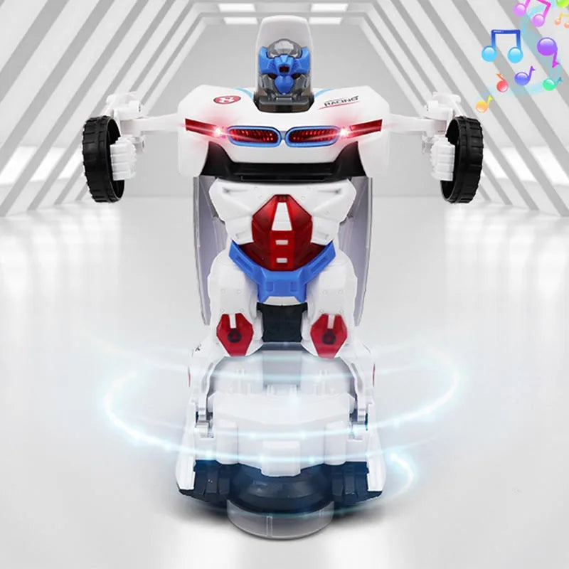 自動変形ロボットカー おもちゃ｜車からロボットに変形する電動トイ｜ライト＆サウンド搭載｜男の子 女の子向け知育玩具｜誕生日・クリスマスギフト 電動ロボットカー 変形おもちゃ｜360度回転アクション｜音と光で遊べる｜キッズ向けおもちゃ