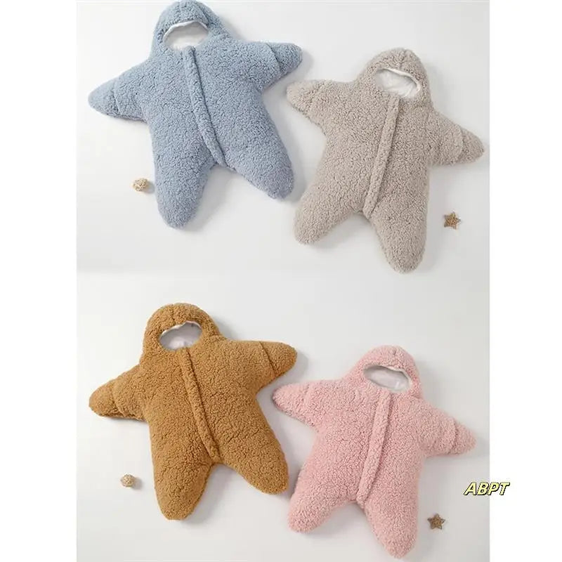 スターフィッシュ型 ベビー寝袋 おくるみ｜星型ベビースリーパー｜ふわふわ防寒おくるみ｜新生児〜幼児用 あったかブランケット｜出産祝い ベビーギフト