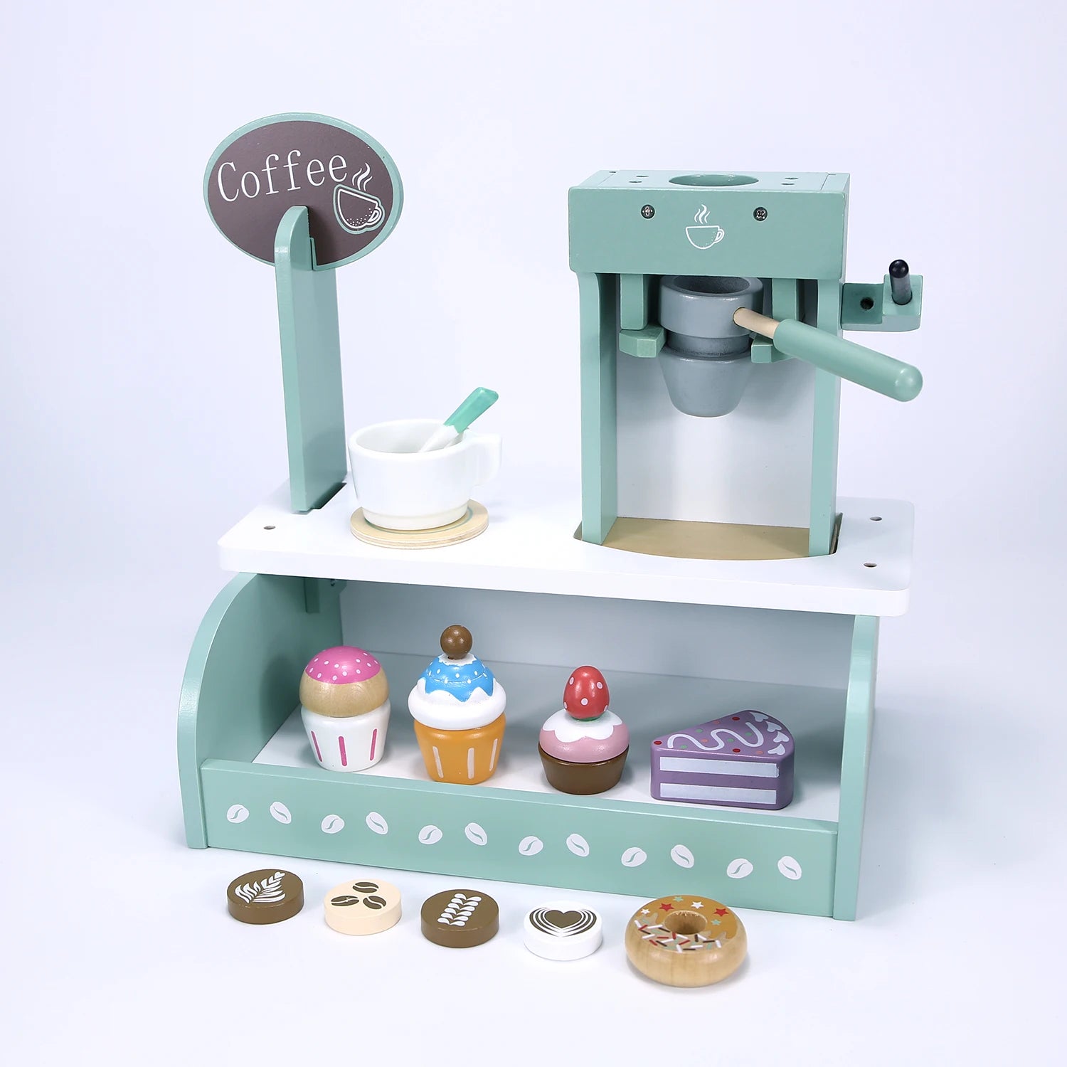 木製キッチン家電 ごっこ遊びセット｜コーヒーマシン・トースター付きままごとキッチン｜木製おままごと調理セット｜知育ロールプレイ玩具｜3〜6歳向けキッチンおもちゃ