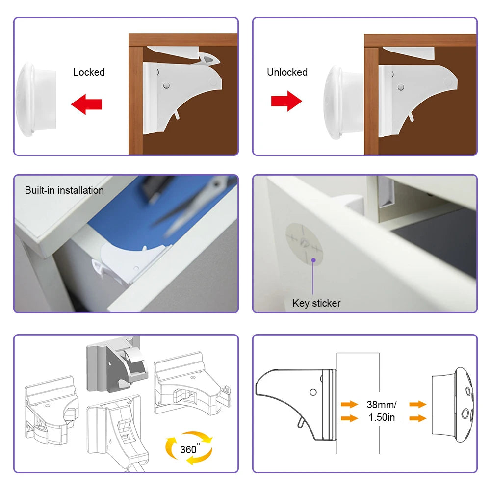 マグネット式チャイルドロック・引き出し安全ロック｜ベビーガード 扉用ロック｜赤ちゃん いたずら防止ロック｜家具用セーフティロック｜子供安全対策グッズ