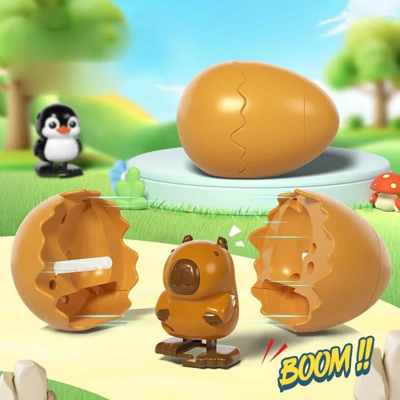 びっくりたまごアニマルトイ｜ゼンマイで飛び出すサプライズエッグ｜カピバラ・ひよこ・恐竜・ペンギン｜EggBoom風 プレイセット