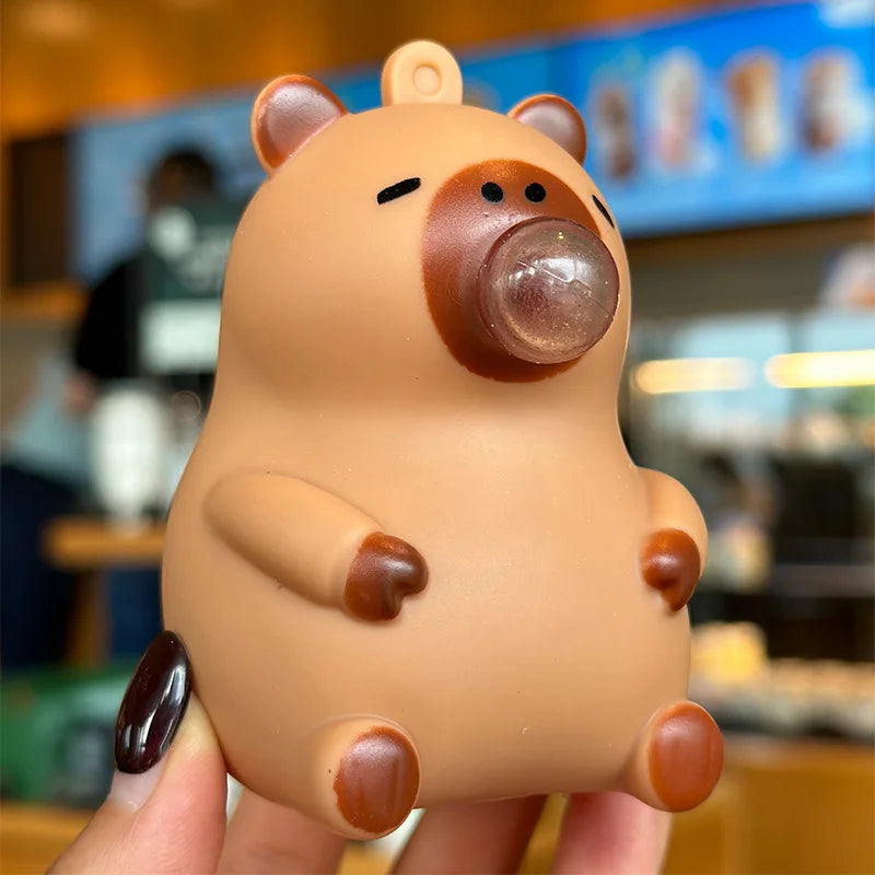 ぷにぷに泡が楽しいカピバラキーホルダー２個セット｜押して遊べるバッグチャーム｜子ども向け気分転換おもちゃ｜誕生日プレゼント・プチギフト｜カピバラ雑貨