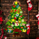 フェルト製DIY壁掛けクリスマス ツリー、LEDライト付き